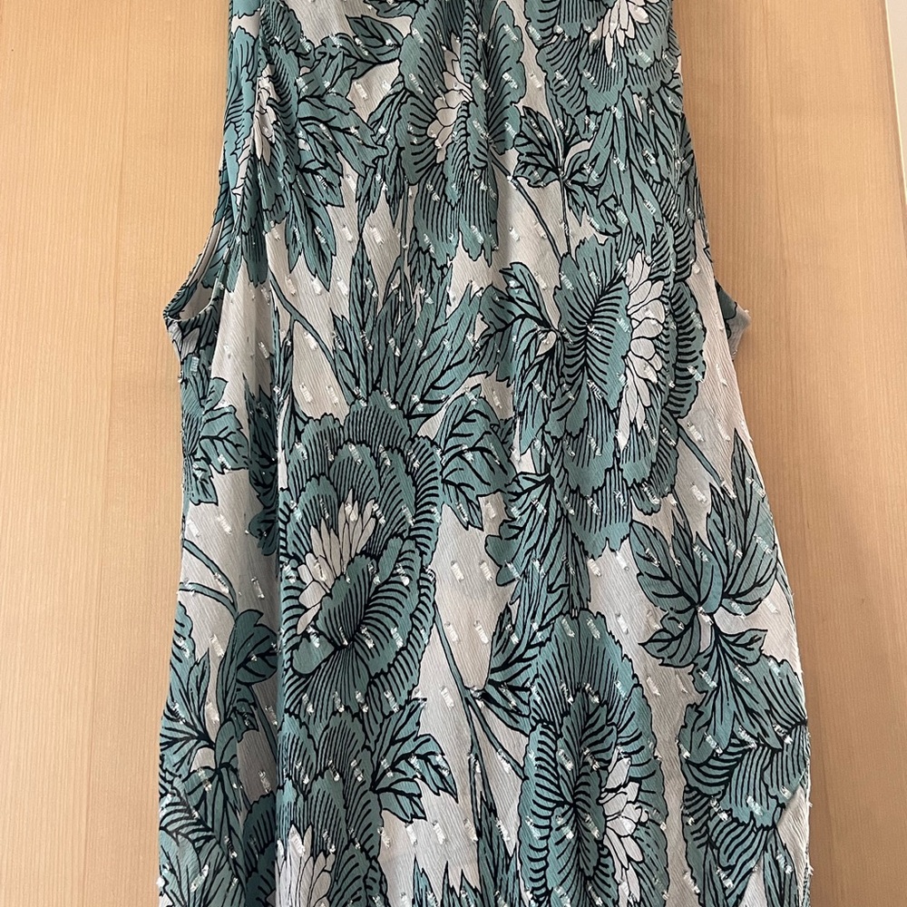 Floral Sleeveless Top in Teal and Gray